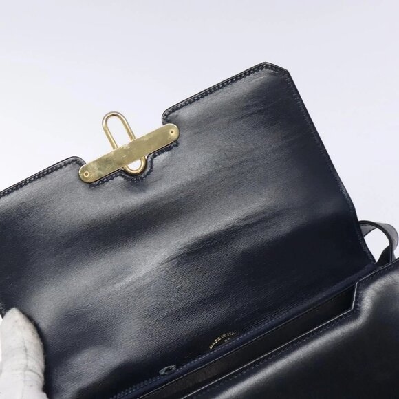 GUCCI Shoulder Bag Leather Navy Gold Auth fm4794 - Picture 13 of 16